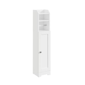 SoBuy | Alb Dulap WC cu Mânere și Rafturi | Organizator Baie MDF