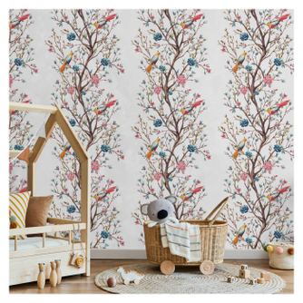 Prémium Tapéta - Birds on a Flowering Twig - - 50 x 1000 cm