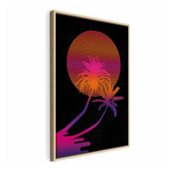 Kép természetes fa keretben - Palm at Sunrise - - 80 x 120 cm