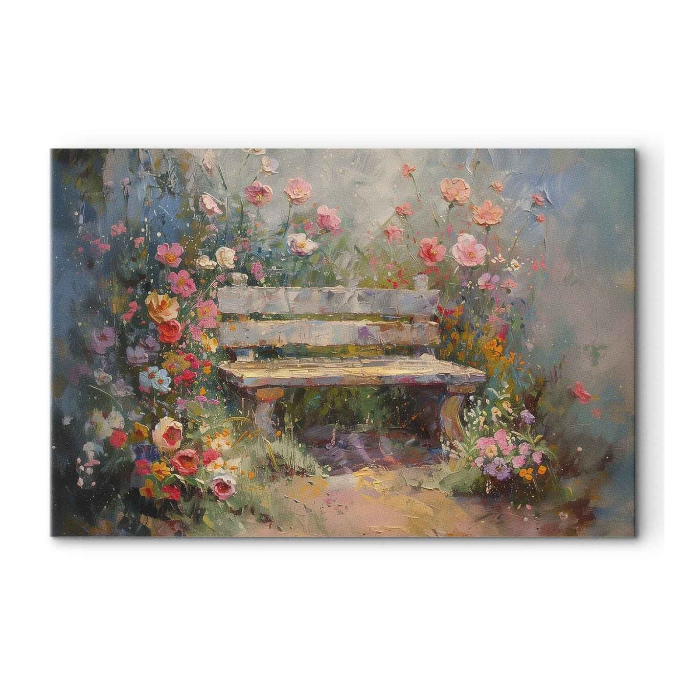 XXL картина - Flowery bench - - 240 x 160 cm