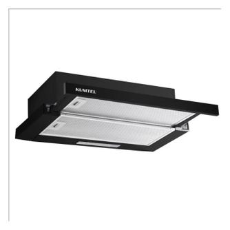 Τηλεσκοπικός απορροφητήρας Kumtel DS6-905B S, 90W, 250 m³/h, 2 μοτέρ, 2 στάδια, Διπλό αλουμινένιο φίλτρο, LED, Μαύρο