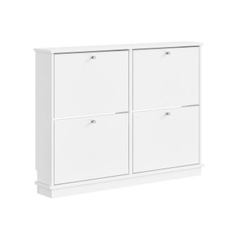 SoBuy | Alb Mobilier pentru pantofi cu 4 uși | Raft pliabil din MDF | Capacitate de încărcare 33 kg