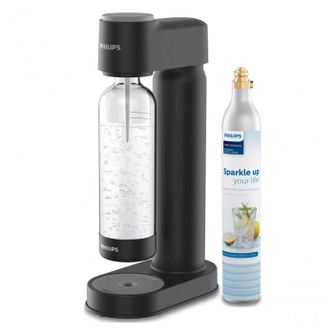 Mașină manuală de gazoare pentru apă Philips GoZero ADD4901BK/10, 1 l, Reglare a gazoarei, Supapă de siguranță, Negru