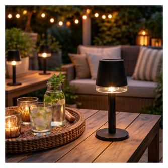 Lampă solară cu LED, pentru grădină, terasă și exterior, culoare negru