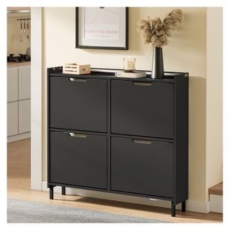 SoBuy Dulap pantofi negru 4 uși pliabil 97x46x93 cm FSR100-E-SCH