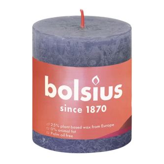 Κεριά Bolsius Rustic Block Shine, 4 τεμ., μπλε του σούρουπου, 80x68 mm