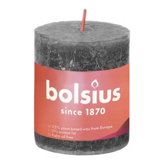 Bolsius Rustic Κεριά Μπλοκ Shine, 4 τεμ., σκούρο γκρι, 80x68 mm