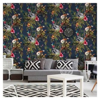 DUTCH WALLCOVERINGS Lemur tapeta, petrolno modra