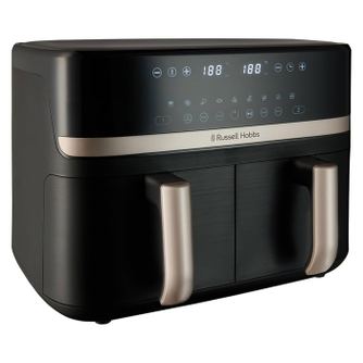 Friteuza cu aer cald Russell Hobbs Satisfry Dual Basket, 9L, 2 cosuri independente, afisaj digital, gatit simultan
