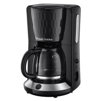 Cafetiera Russell Hobbs Honeycomb, 1.25L, filtru permanent, plita mentinere cald, design fagure, negru