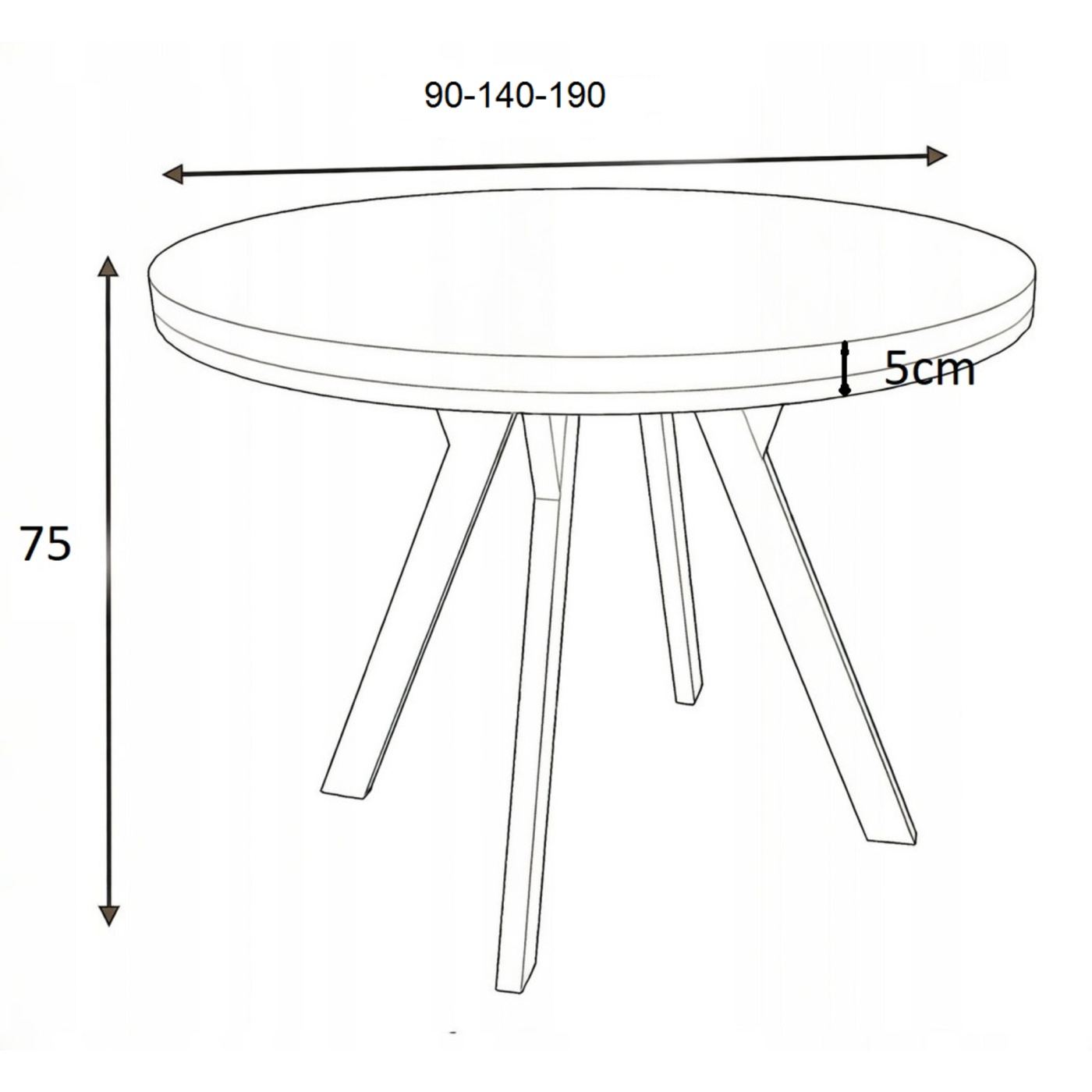 Masă Extensibilă Rotundă Hickory 90/190 cm - 5
