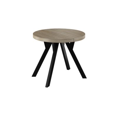 Stół Rozkładany Okrągły Sonoma 80/130 cm z Czarnymi Nogami - Elegancki Mebel do Jadalni