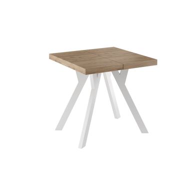Stół Kwadratowy Rozkładany 100x100/200 cm, Craft Złoty z Nogą Y Biała - Elegancki i Funcjonalny Mebel do Salonu i Jadalni