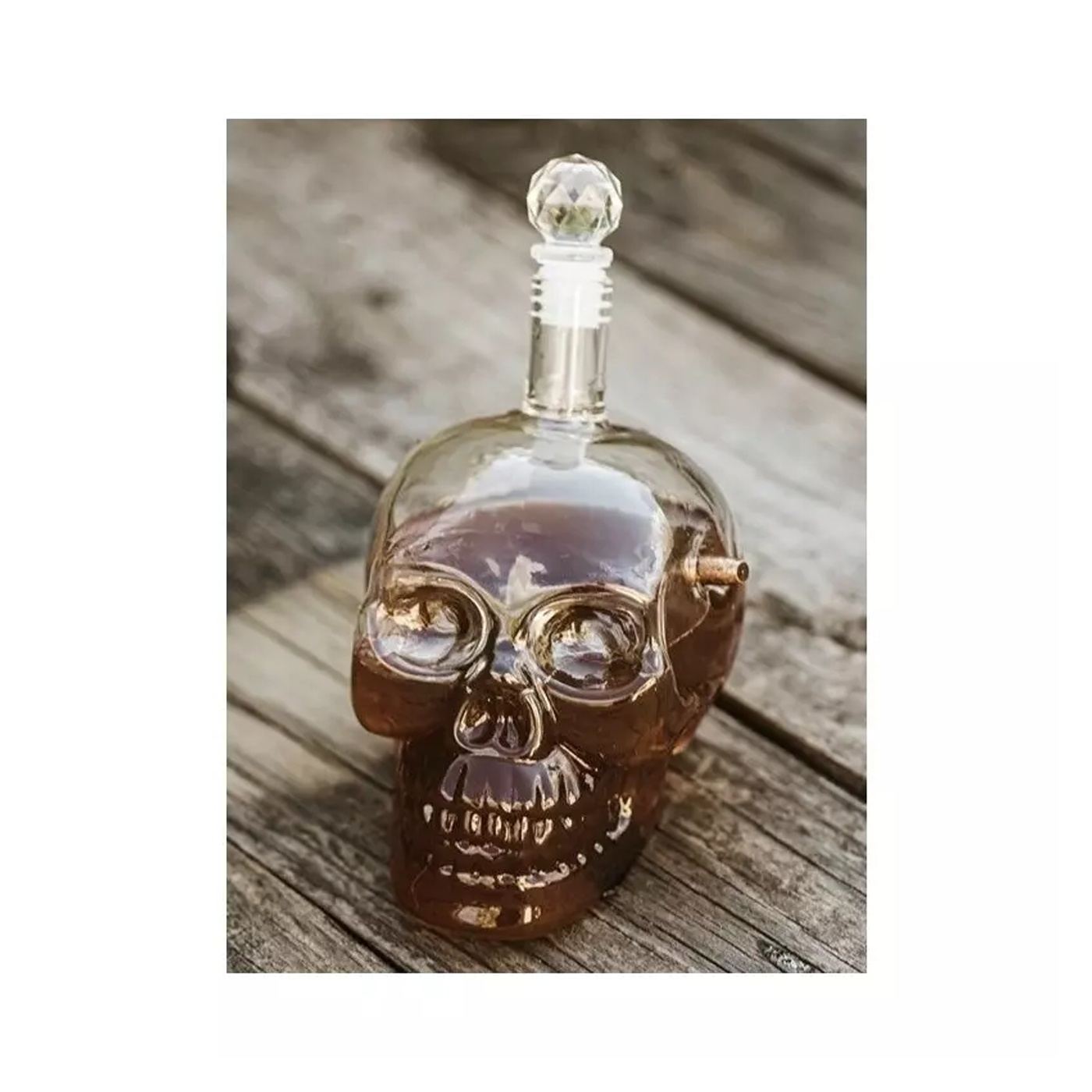 Decantor din sticla in forma de craniu, 700 ml, Gonga® Transparent - 2