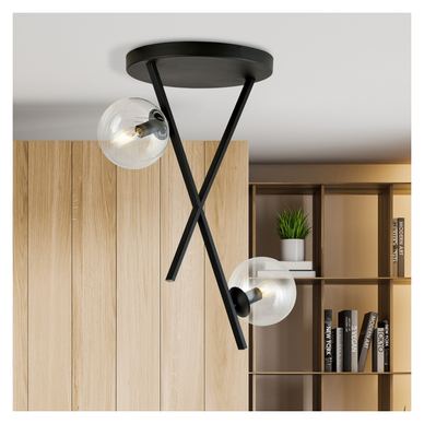 Lustera Vstyle Stylish 718271, črna, prozorna, iz jekla s prašno obdelavo, s steklenimi senčili.