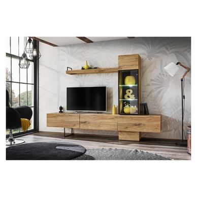 Set za dnevni boravak Vstyle Amber 448076, boja drva, aluminijski okvir, laminirana ploča, staklo 170x240x40