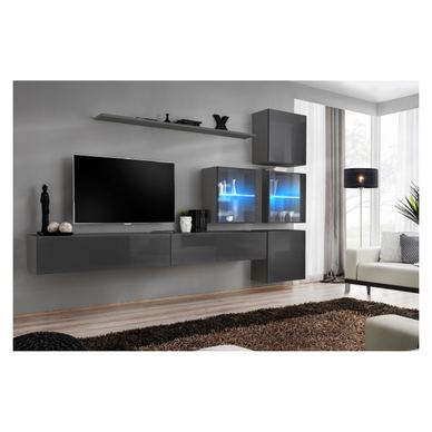 Set za dnevni boravak Vstyle Amber 448087, siva, MDF, PVC folija, staklo 200x310x40