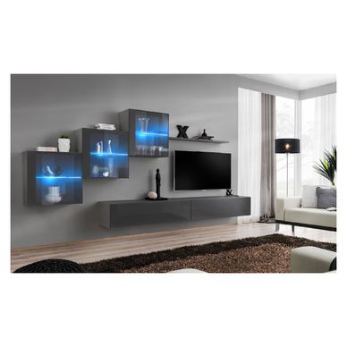 Set za dnevni boravak Vstyle Amber 448089, siva, MDF, PVC folija, staklo 150x330x40