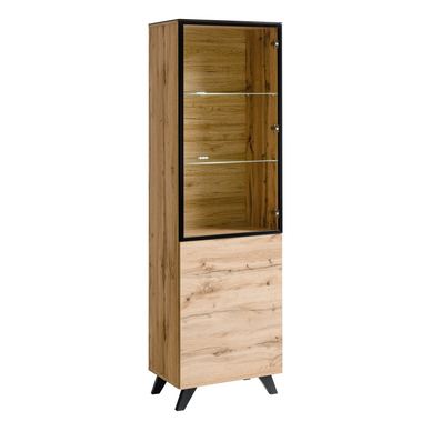 Vstyle Amber Βιτρίνα 448476, μαύρο, χρώμα ξύλου, μελαμίνη, γυαλί 197x60x40