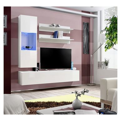 Set za dnevni boravak Vstyle Amber 448616, bijela, MDF, PVC folija, staklo 170x160x40