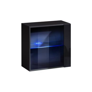 Vstyle Amber 448973 Έπιπλο Τοίχου, Μαύρο, MDF, Φύλλο PVC, Γυαλί 60x60x30