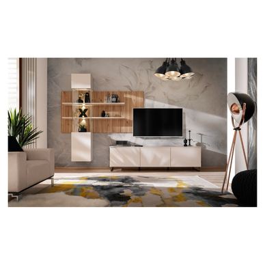 Set za dnevni boravak Vstyle Amber 449087, boja drva, crna, laminirana ploča, staklo, laminirana ploča 200x280x45