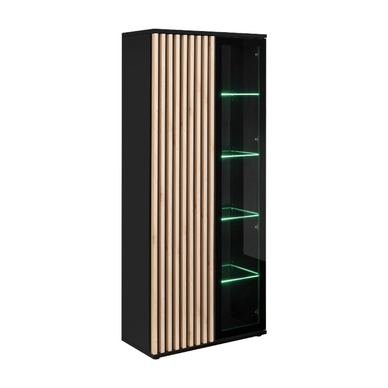 Vstyle Amber 449104 Βιτρίνα, Χρώμα Ξύλου, Μαύρο, Μελαμίνη, Γυαλί 192x80x40