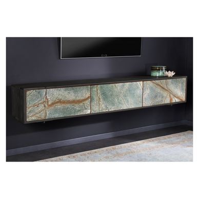 TV regal Vstyle Irresistible 289185, naravna, lakiran akacijev les, fronte iz kamnitega furnirja 29x160x33