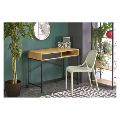 Vstyle Opal 176123 Γραφείο, Τόνος Ξύλου, Μαύρο, Πλακάζ Μελαμίνης, Ατσάλι με Ηλεκτροστατική Βαφή 76x95x48