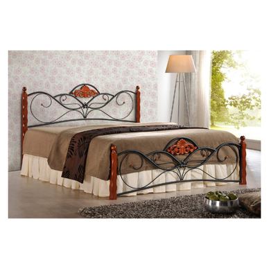 Vstyle Opal 177626 Bed Frame, Wood Color, Metal, Solid Wood, Plated Steel 104x160x200