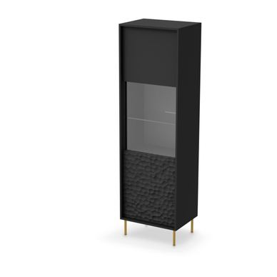 Vstyle Opal 177798 Vitrin, Fekete, Arany, Laminált forgácslap, Laminált MDF, Fém 185x55x41