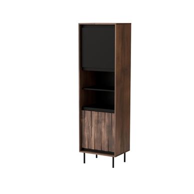 Vstyle Opal 178259 Βιτρίνα, Χρώμα Ξύλου, Μαύρο, Πλακάτ Τσιπμπορντ, MDF με Επένδυση, Ατσάλι με Πούδρα 179x53x40