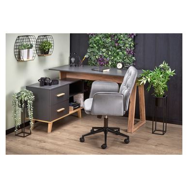 Vstyle Opal munkapad fiókokkal, szürke, fa hatású, laminált forgácslap, laminált MDF, tömörfa, méret: 78x90x134 cm.