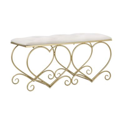 Bancă Vstyle Glamour 357363, Auriu, Roz, Fier, MDF, Burete, Poliester 105x37.5x51.5
