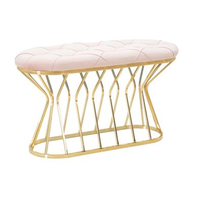 Klupa Vstyle Glamour 355769, ružičasta, zlatna, željezo, spužva, tkanina 52x38x91