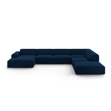 Γωνιακός καναπές σε σχήμα U Micadoni Home 536011, Jodie, βασιλικό μπλε, 70x262x364 εκ.