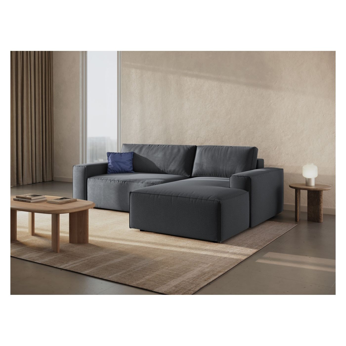 Sarokkanapéágy Micadoni Home 539418, Jodie, sötétszürke, 86x151x246 cm - 2