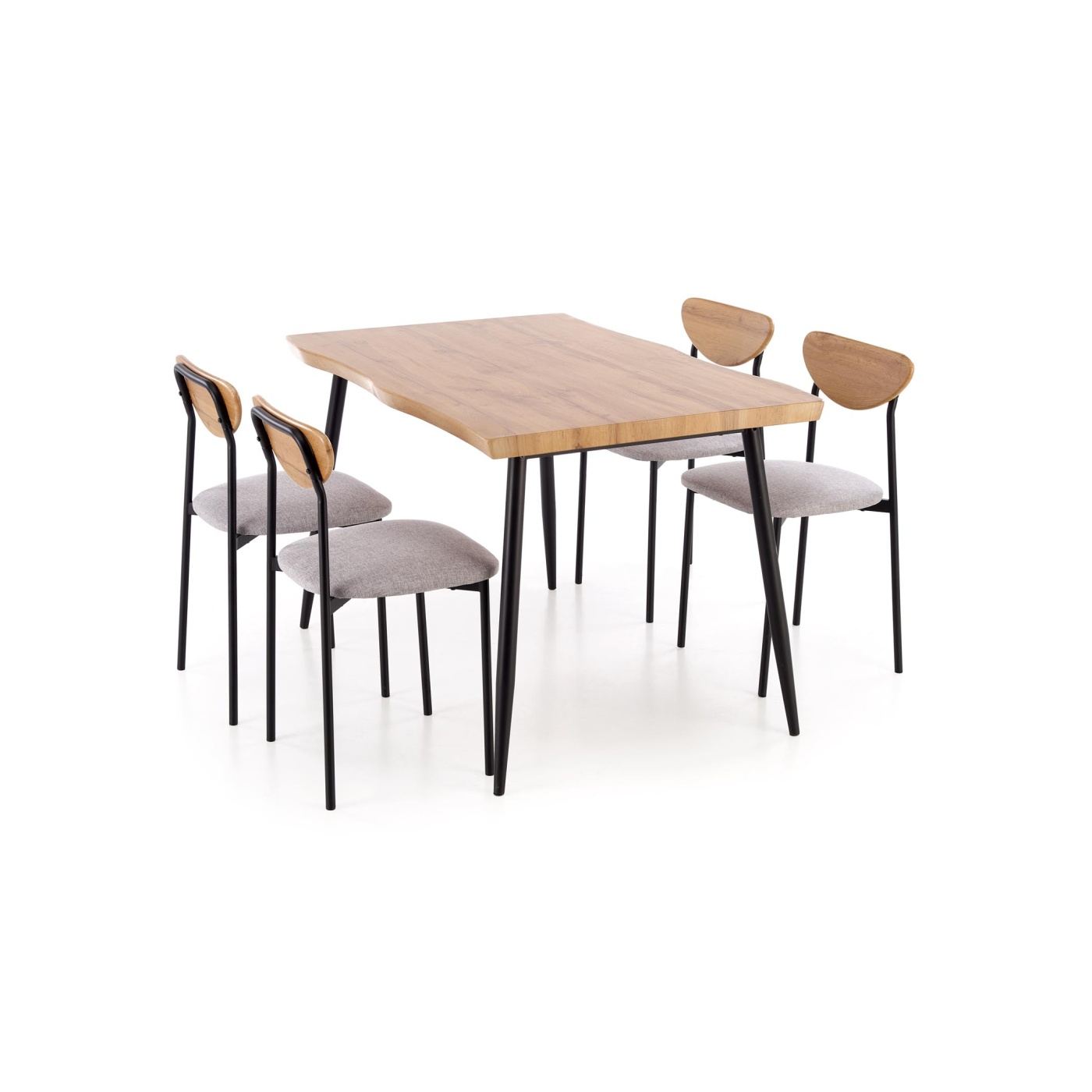 Set de masă și 4 scaune Vstyle Opal 175491, culoare lemn, negru, gri, metal, PAL melaminat - 13