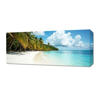Obraz 70x30cm na plátně do obývacího pokoje ložnice panorama rajská pláž 2