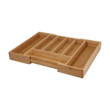 Raztegljiv organizator jedilnega pribora, za predal, Excellent Houseware, naravni bambus, 5-7 predelov, 34x28-45x5 cm