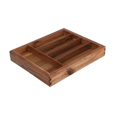 Raztegljiv organizator za jedilni pribor, za predal, Excellent Houseware, akacija, 5-7 predelov, 34x28-45x5 cm