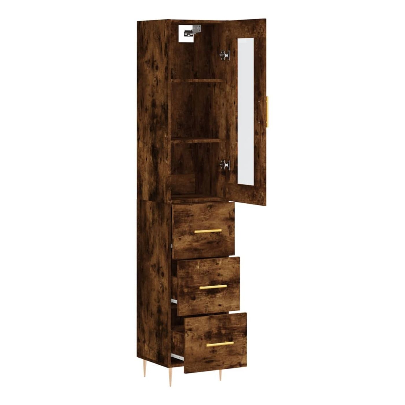 Visoka ormar, dimljeni hrast, 34,5x34x180 cm, obrađeno drvo - 4