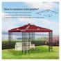 Acoperiș de Rezervă pentru Foișor 3x3 m pe Două Niveluri și Anti-UV din Poliester cu Ventilație, Roșu thumbnail 3