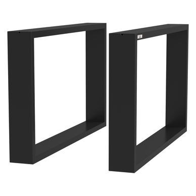 Комплект от 2 правоъгълни стоманени крака за маса, 60x8x72 см, черни