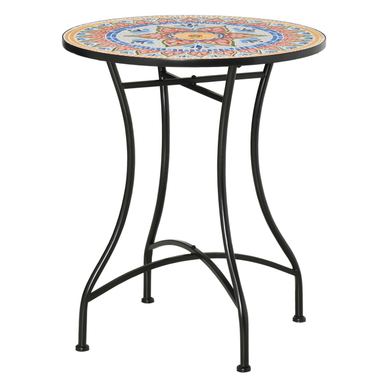 Masa Rotunda Stil Bistro de 60 cm cu Mozaic pentru Gradina, Veranda, Exterior, Balcon, Gri