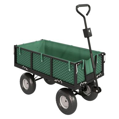 Cărucior de Grădină 114L cu 4 Roți Capacitate Mare 200 kg, Cărucior pentru Plajă din Oțel cu Sac pentru Obiecte, Părți Laterale