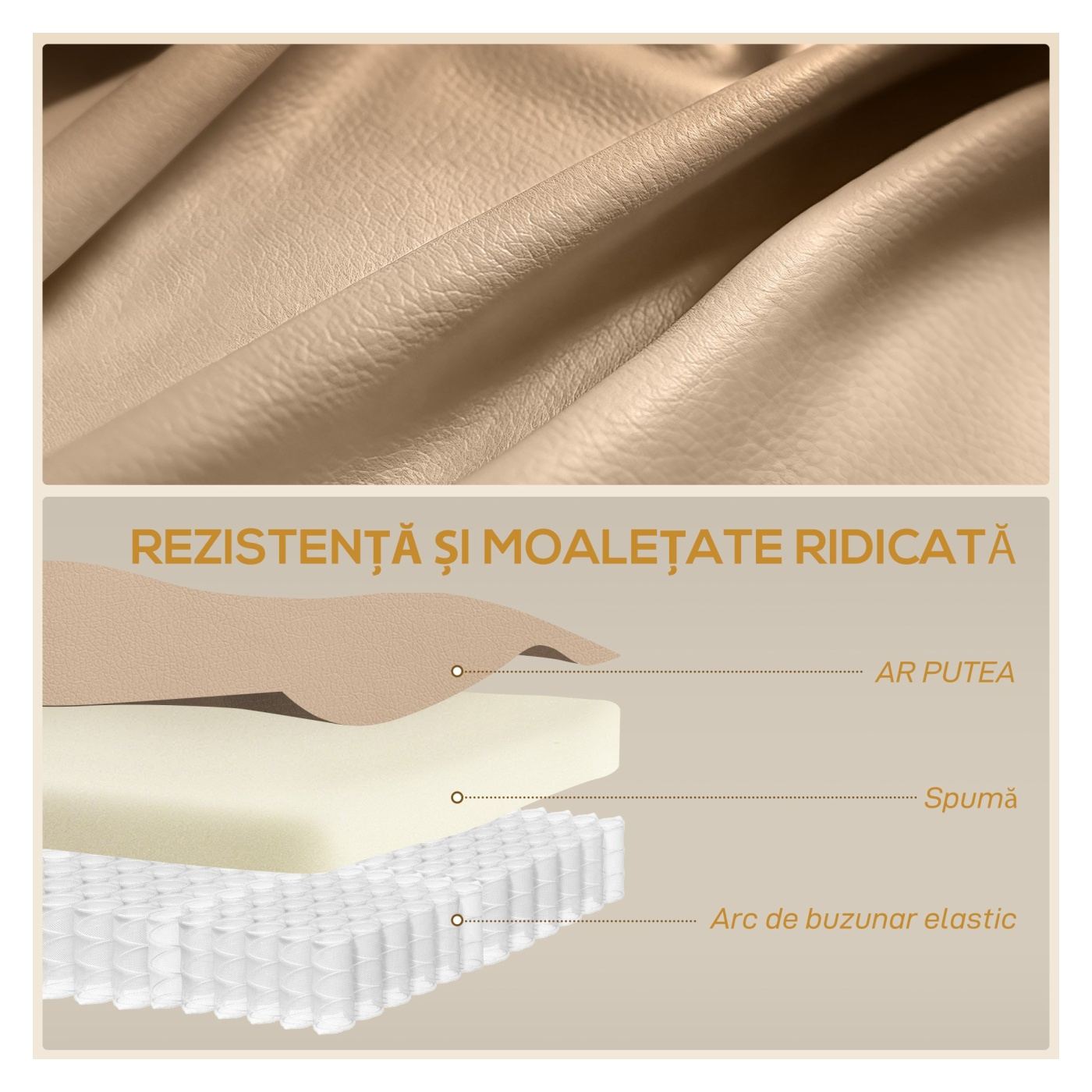 Fotoliu Relax Reclinabil cu 8 Puncte de Vibrație, Încălzire și Suport pentru Picioare, 87x97X100 cm, Bej - 7