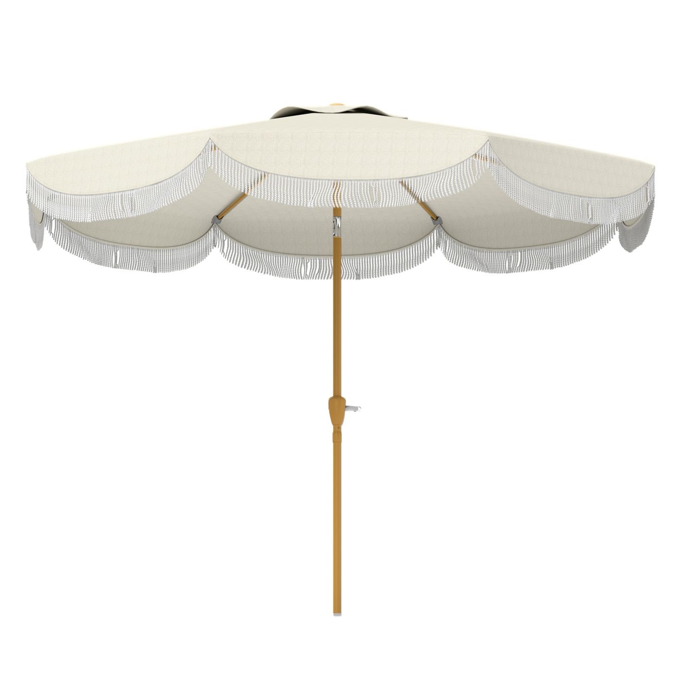 Umbrelă de Grădină Rotundă 2.7x2.4 m cu Manivelă, din Metal și Poliester, Bej - 10