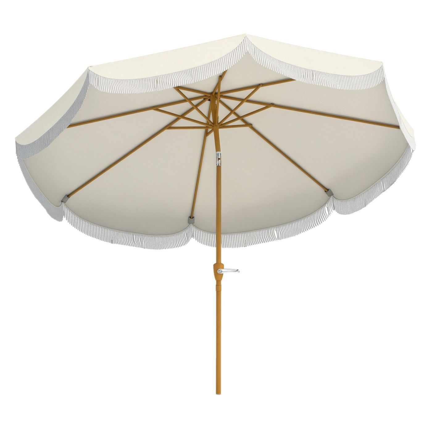 Umbrelă de Grădină Rotundă 2.7x2.4 m cu Manivelă, din Metal și Poliester, Bej - 11