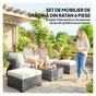 Set Mobilier de Grădină din Ratan, 6 Piese, Configurație în L cu Canapele fără Brațe, Fotoliu Colțar, Suporturi pentru Picioare, thumbnail 4